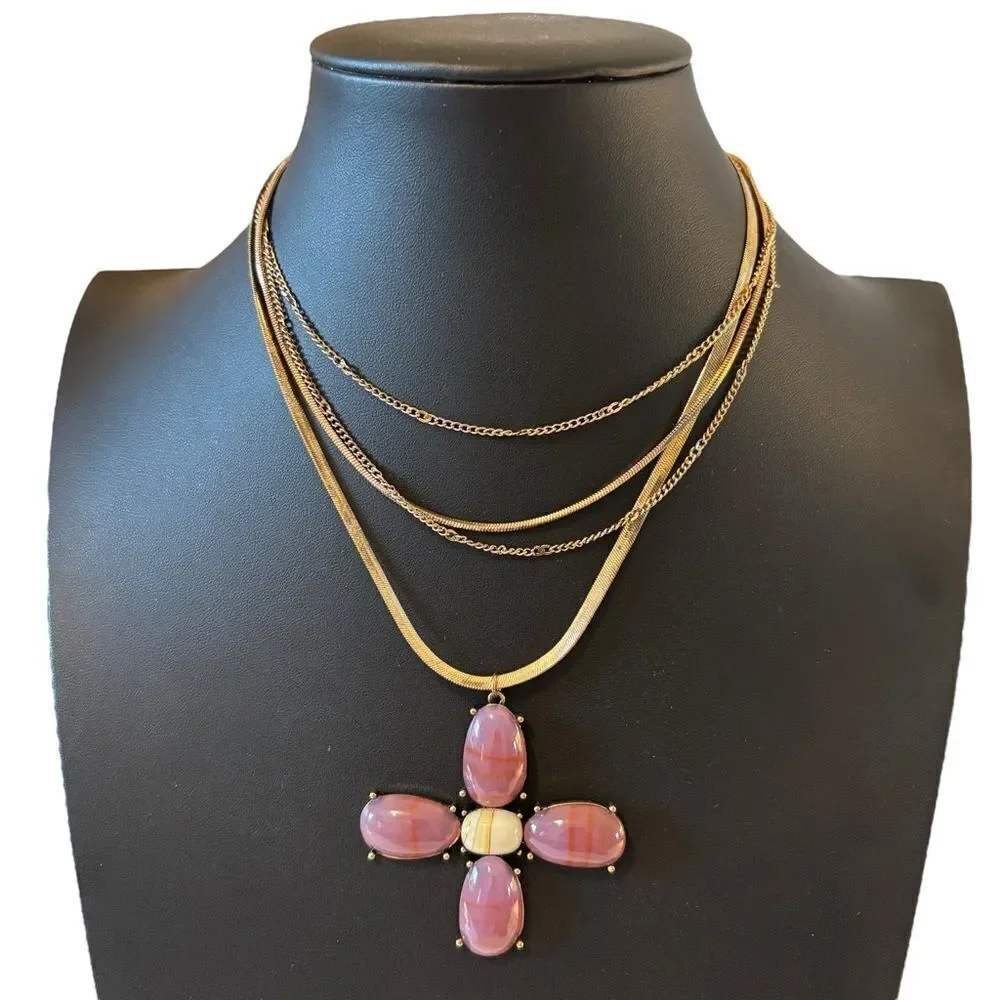 Statement Layer Necklace W/ Stunning Pendant. Four Necklaces in total.